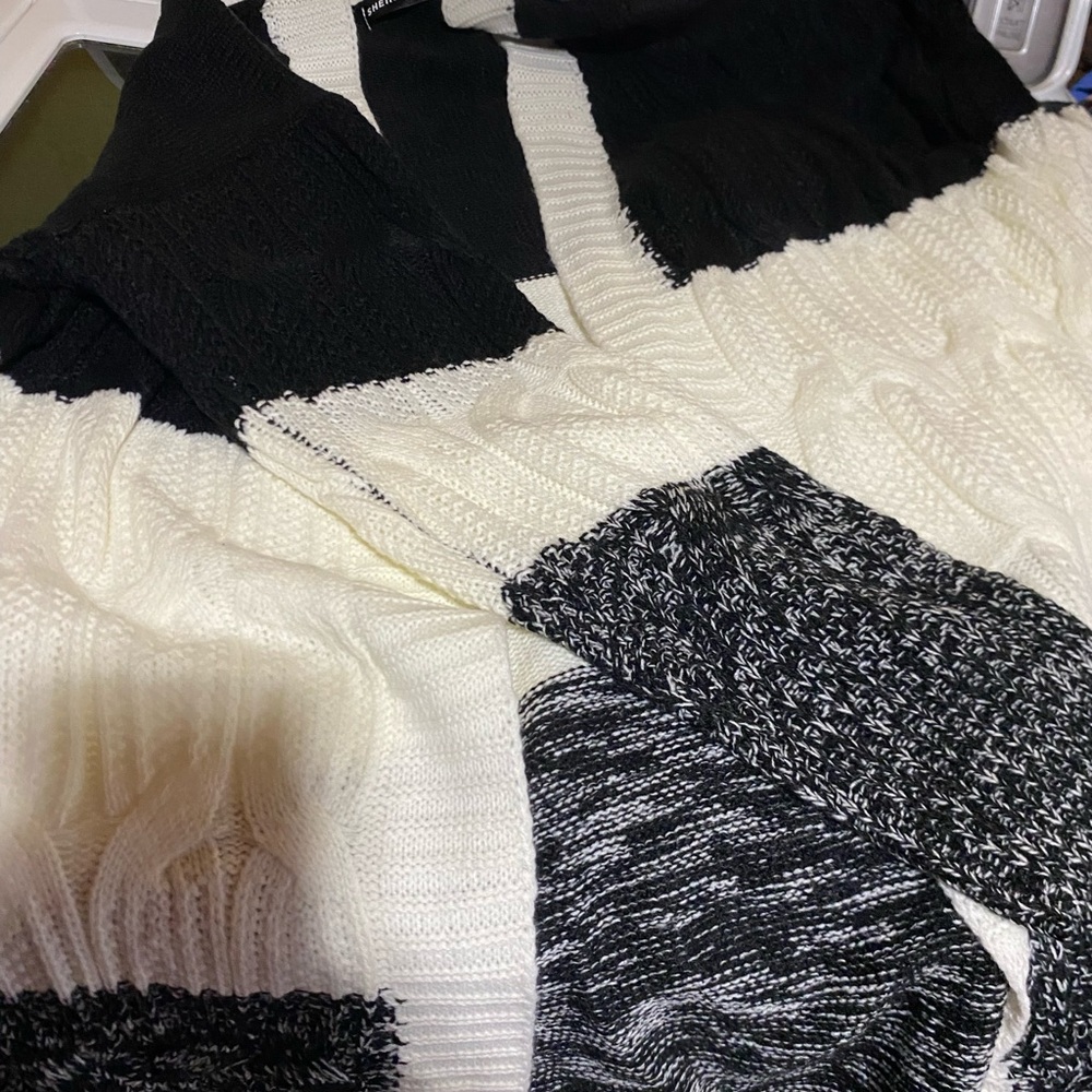 Black and White Cable Knit Sweater